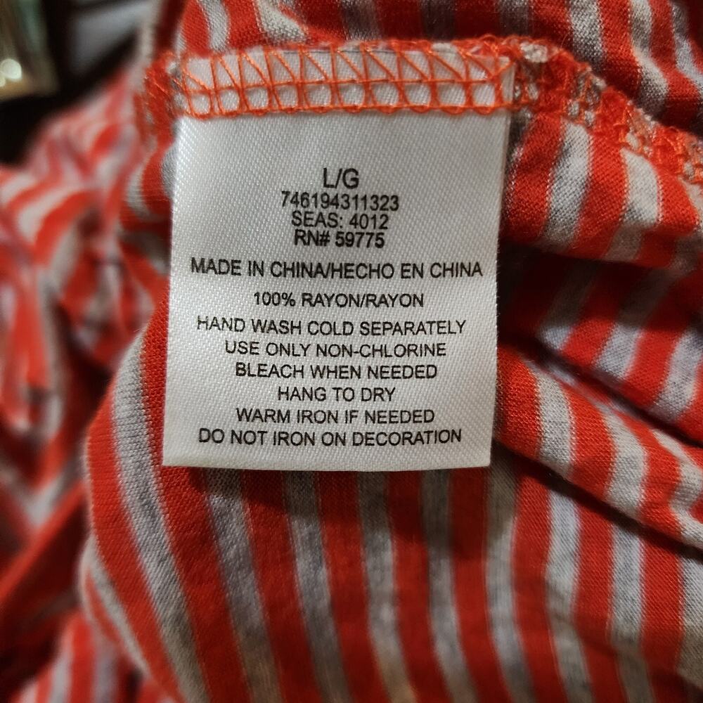 Dream Out Loud Selena Gomez Womens Top Size L Orange Gray Striped Lace Tee - Picture 6 of 7